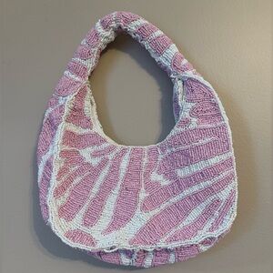 Pink and White Beaded  small shoulder bag